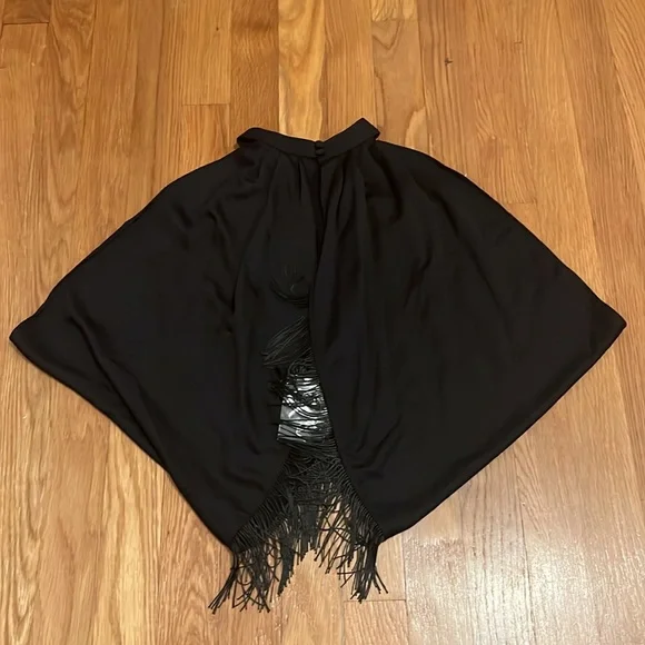 ASOS split hem‎ fringe high neck top in black size 6 - Picture 6 of 8